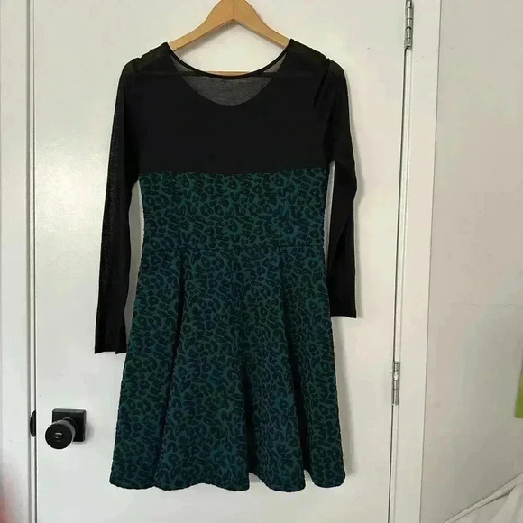 Dynamite Mesh Type Long Sleeve Slinky Dress Floral Paisley Mini Dress Women's L - Picture 5 of 10